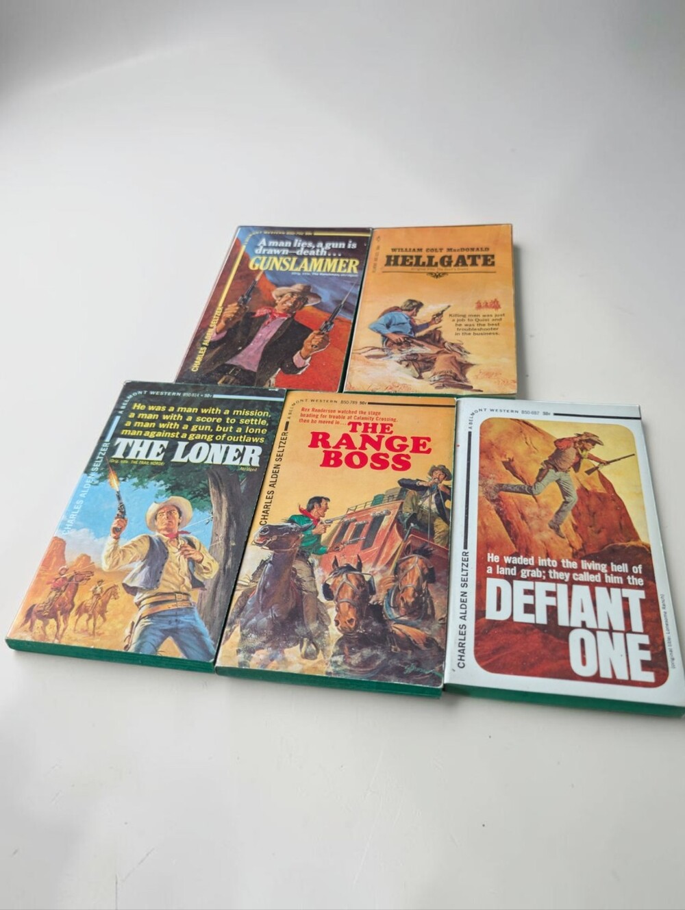 Vintage Western Paperback Lot – 5 Books – Green Page Edges